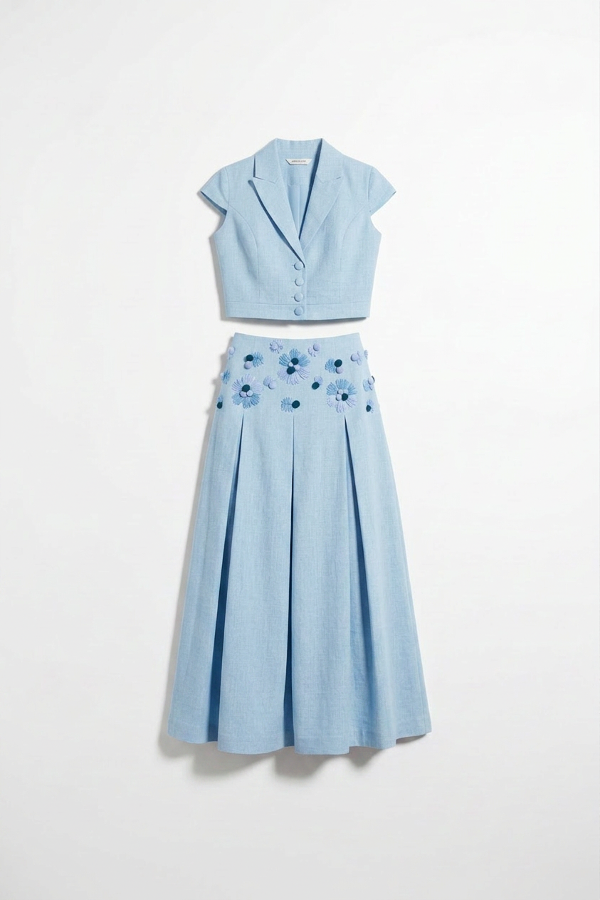 LINEN CROP COAT AND SKIRTTT